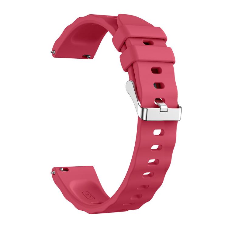 18mm Wave Texture Silver Buckle Silicone Watch Band