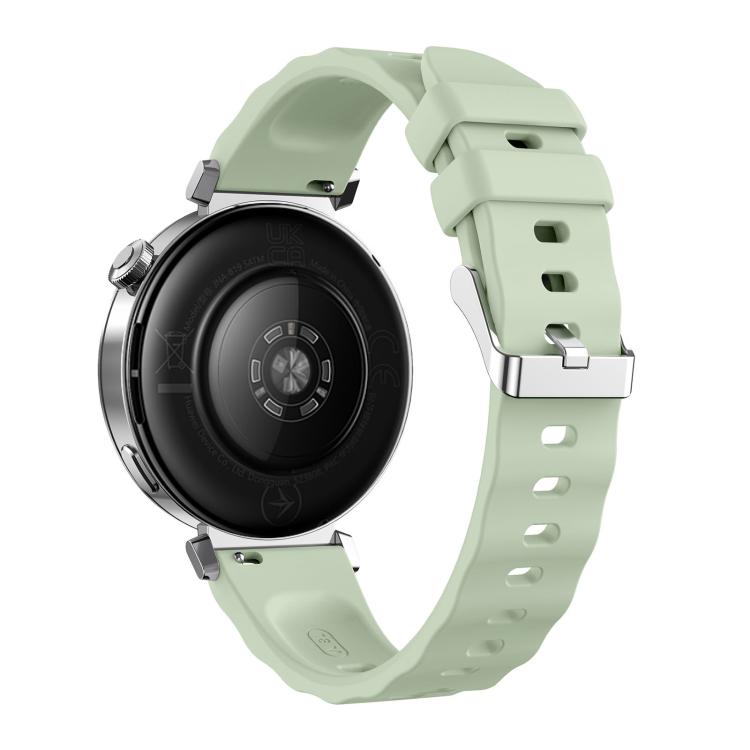 18mm Wave Texture Silver Buckle Silicone Watch Band