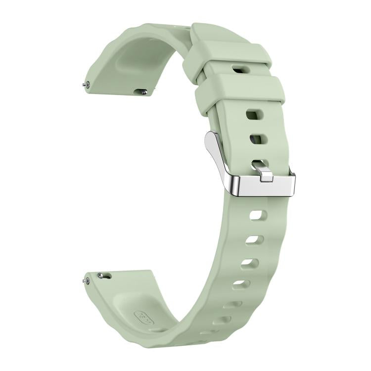 18mm Wave Texture Silver Buckle Silicone Watch Band