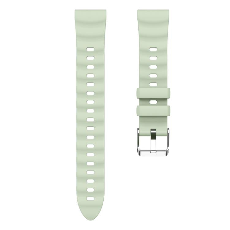 18mm Wave Texture Silver Buckle Silicone Watch Band