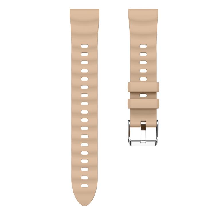 18mm Wave Texture Silver Buckle Silicone Watch Band
