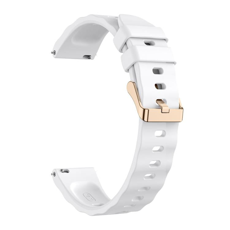 18mm Wave Texture Rose Gold Buckle Silicone Watch Band