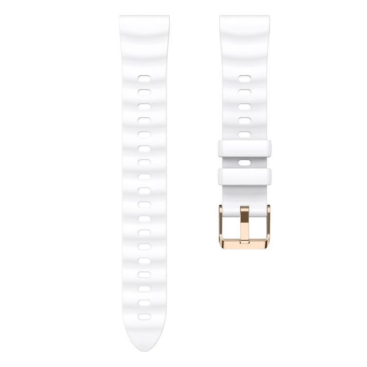 18mm Wave Texture Rose Gold Buckle Silicone Watch Band