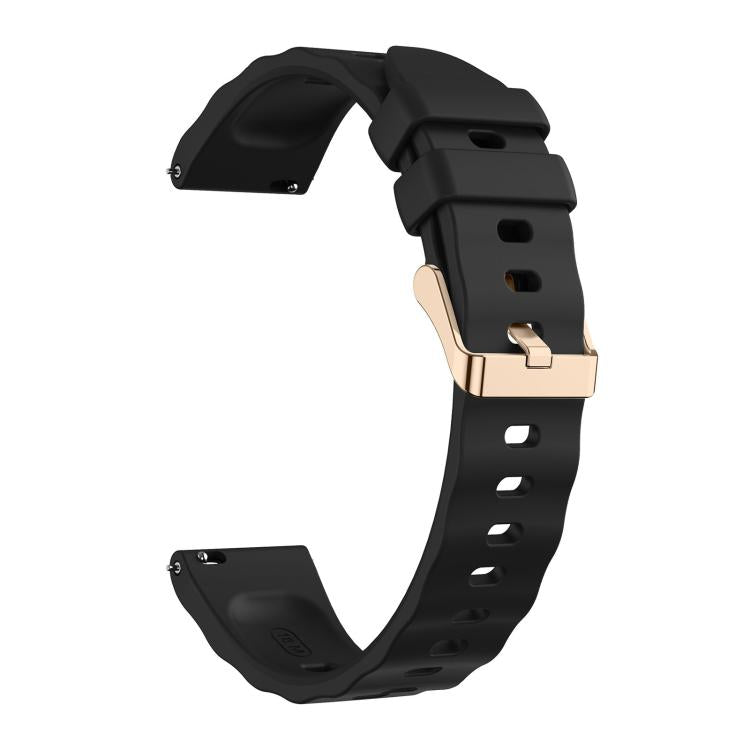 18mm Wave Texture Rose Gold Buckle Silicone Watch Band