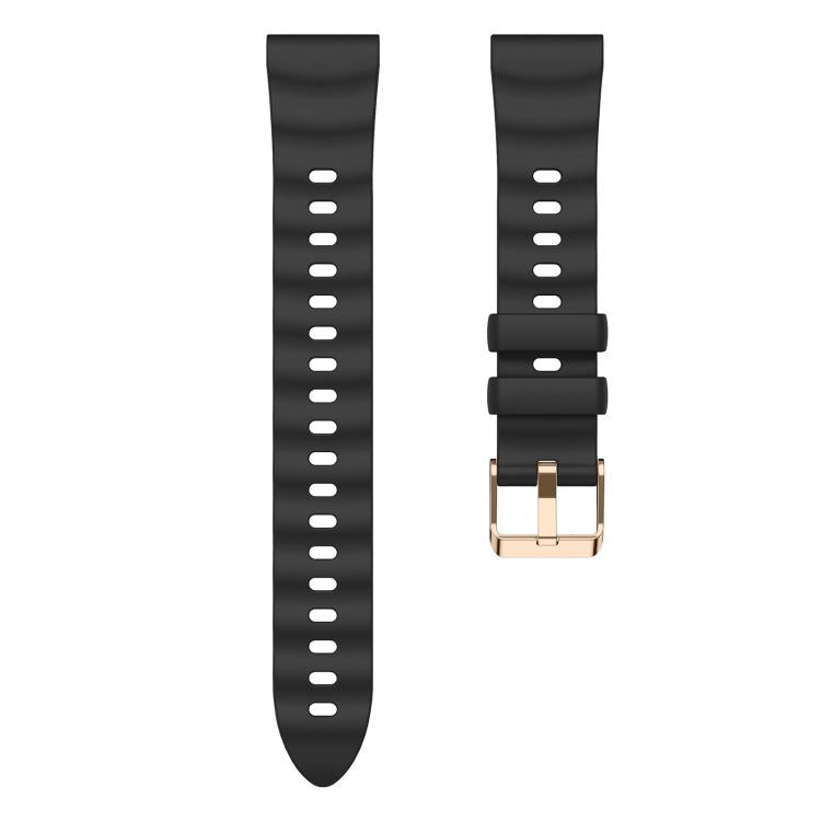 18mm Wave Texture Rose Gold Buckle Silicone Watch Band