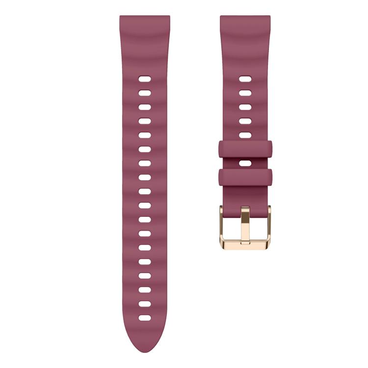 18mm Wave Texture Rose Gold Buckle Silicone Watch Band