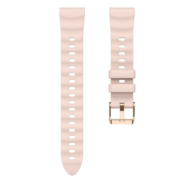 18mm Wave Texture Rose Gold Buckle Silicone Watch Band