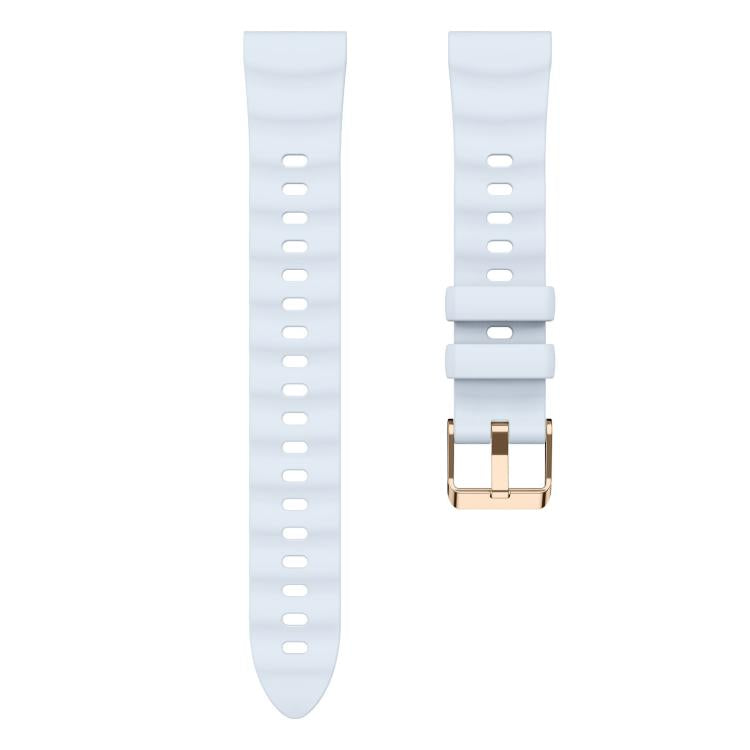 18mm Wave Texture Rose Gold Buckle Silicone Watch Band