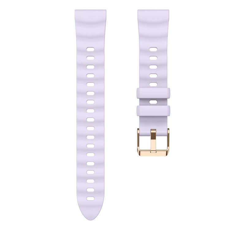 18mm Wave Texture Rose Gold Buckle Silicone Watch Band