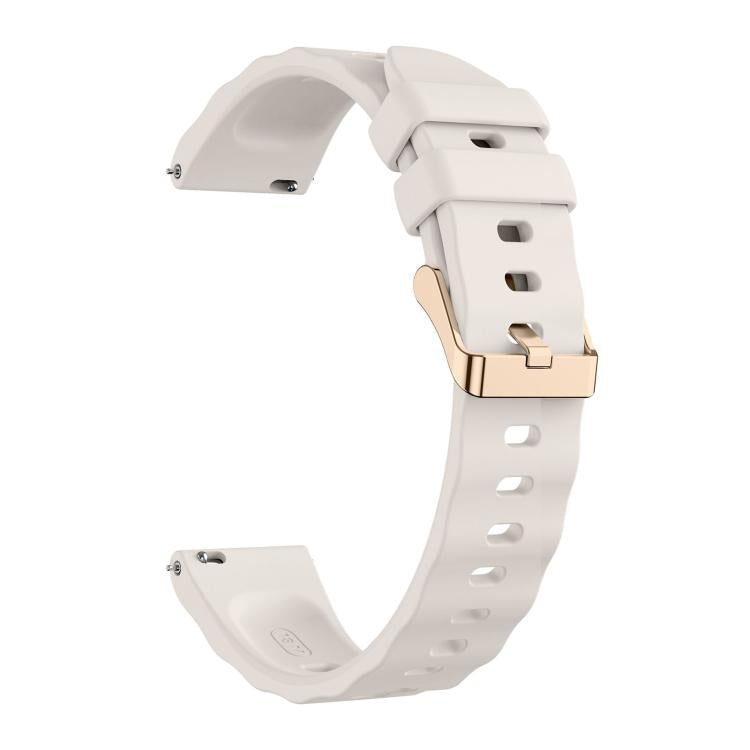 18mm Wave Texture Rose Gold Buckle Silicone Watch Band