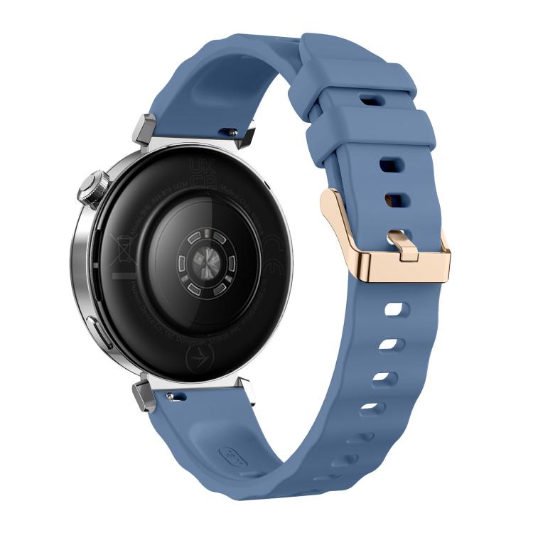 18mm Wave Texture Rose Gold Buckle Silicone Watch Band
