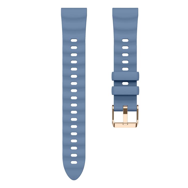 18mm Wave Texture Rose Gold Buckle Silicone Watch Band