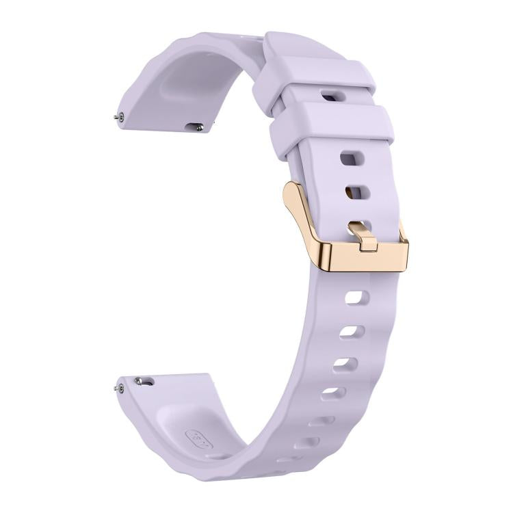 18mm Wave Texture Rose Gold Buckle Silicone Watch Band