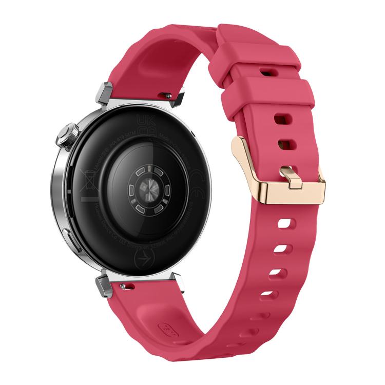 18mm Wave Texture Rose Gold Buckle Silicone Watch Band