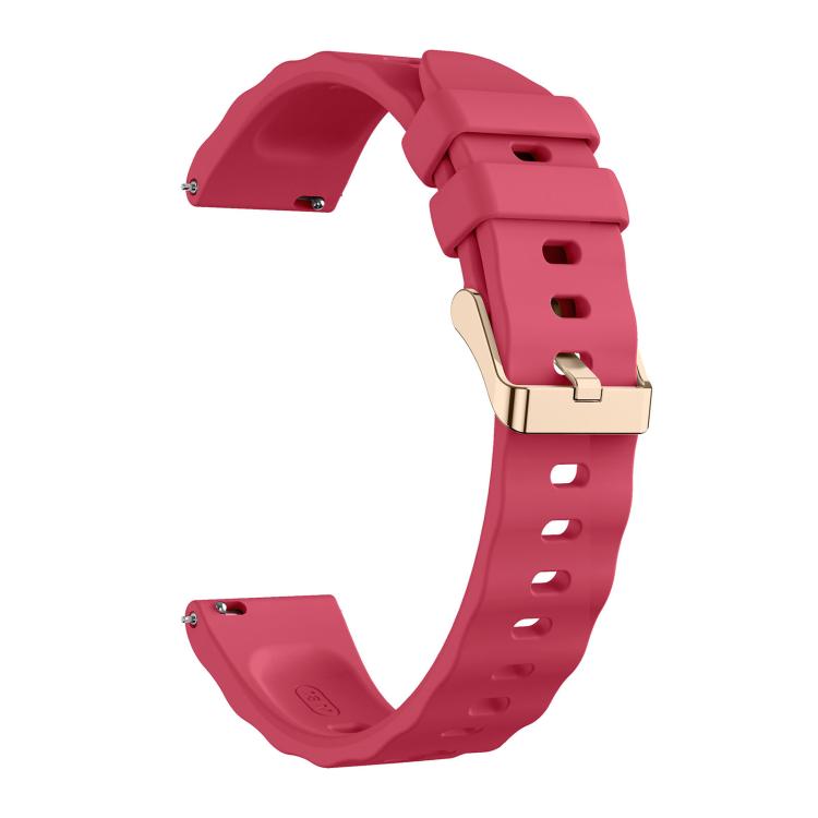 18mm Wave Texture Rose Gold Buckle Silicone Watch Band
