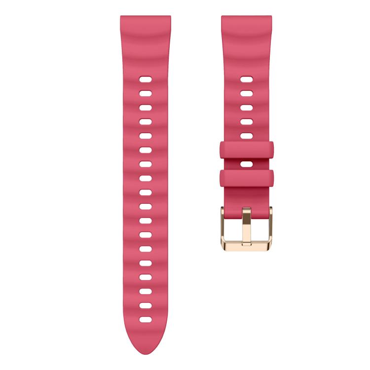 18mm Wave Texture Rose Gold Buckle Silicone Watch Band