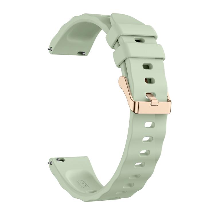 18mm Wave Texture Rose Gold Buckle Silicone Watch Band