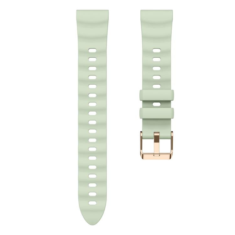 18mm Wave Texture Rose Gold Buckle Silicone Watch Band