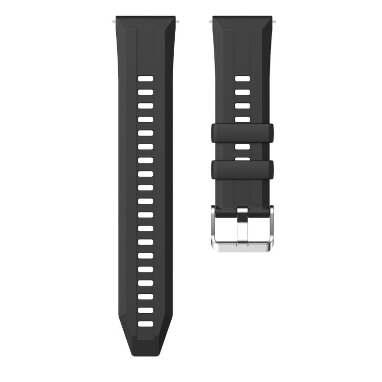 22mm Vertical Stripes Silver Buckle Solid Color Silicone Watch Band