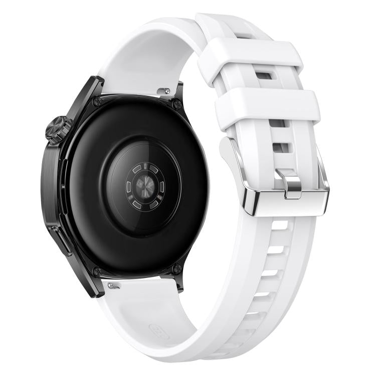 22mm Vertical Stripes Silver Buckle Solid Color Silicone Watch Band
