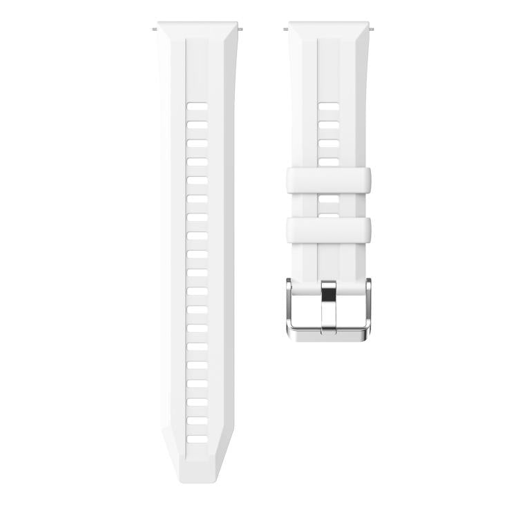 22mm Vertical Stripes Silver Buckle Solid Color Silicone Watch Band