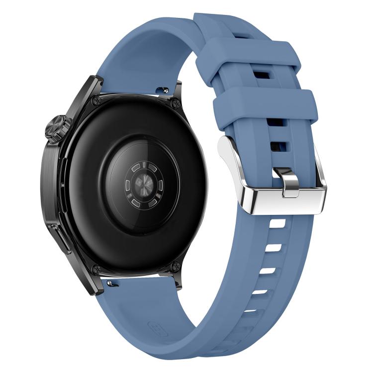 22mm Vertical Stripes Silver Buckle Solid Color Silicone Watch Band