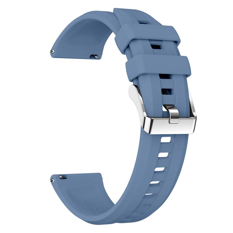 22mm Vertical Stripes Silver Buckle Solid Color Silicone Watch Band