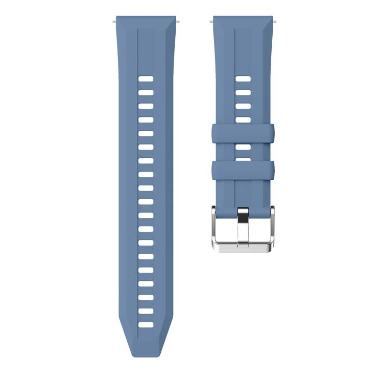 22mm Vertical Stripes Silver Buckle Solid Color Silicone Watch Band