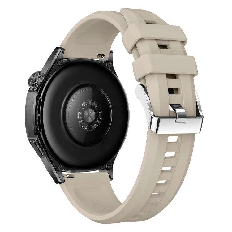 22mm Vertical Stripes Silver Buckle Solid Color Silicone Watch Band