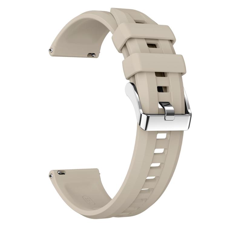22mm Vertical Stripes Silver Buckle Solid Color Silicone Watch Band