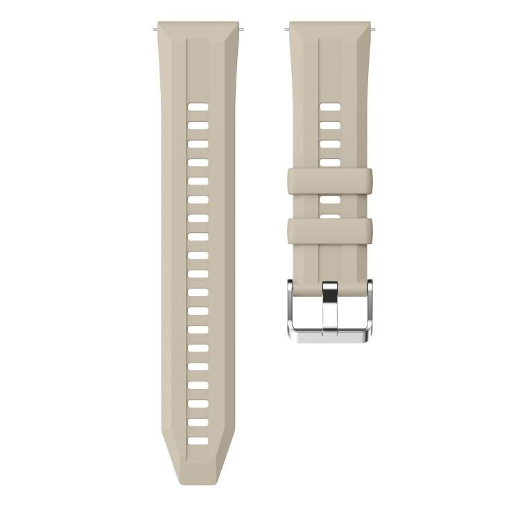 22mm Vertical Stripes Silver Buckle Solid Color Silicone Watch Band