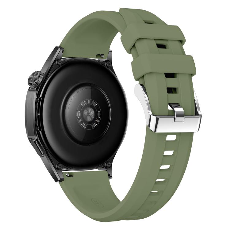 22mm Vertical Stripes Silver Buckle Solid Color Silicone Watch Band