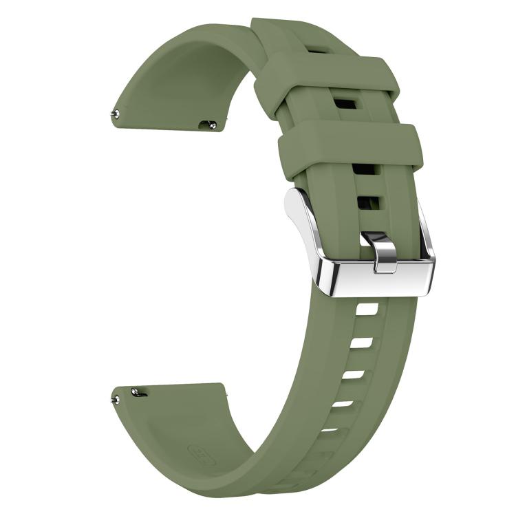 22mm Vertical Stripes Silver Buckle Solid Color Silicone Watch Band