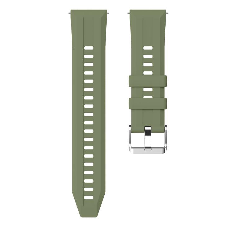 22mm Vertical Stripes Silver Buckle Solid Color Silicone Watch Band