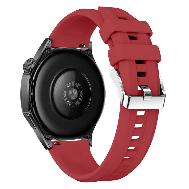 22mm Vertical Stripes Silver Buckle Solid Color Silicone Watch Band