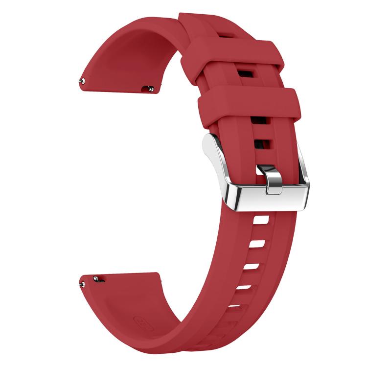 22mm Vertical Stripes Silver Buckle Solid Color Silicone Watch Band