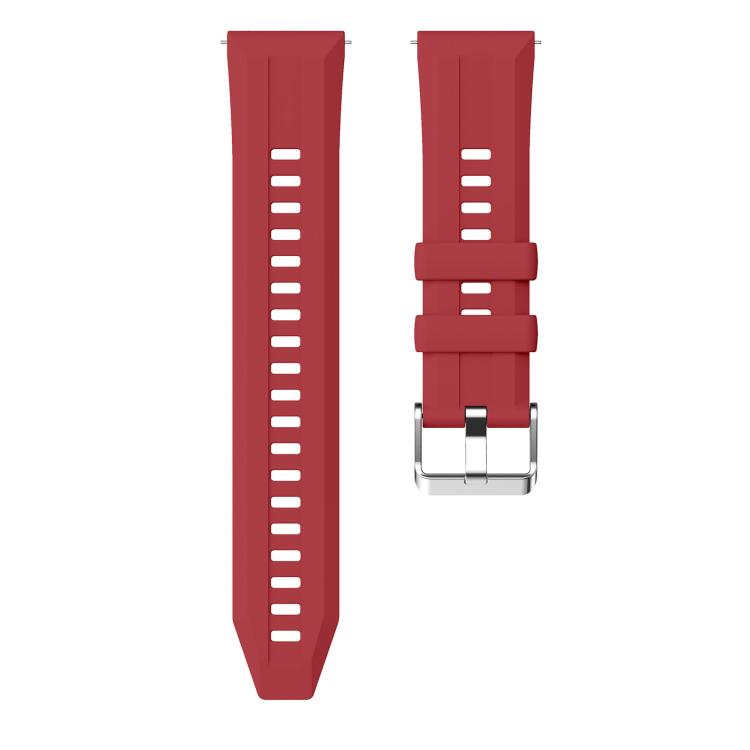 22mm Vertical Stripes Silver Buckle Solid Color Silicone Watch Band
