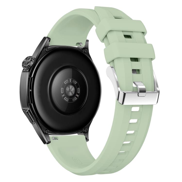 22mm Vertical Stripes Silver Buckle Solid Color Silicone Watch Band