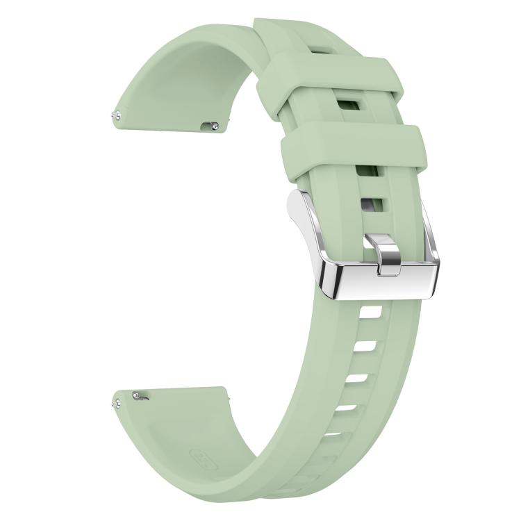 22mm Vertical Stripes Silver Buckle Solid Color Silicone Watch Band