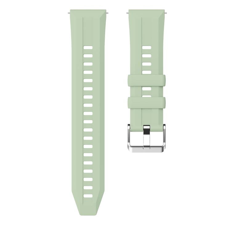 22mm Vertical Stripes Silver Buckle Solid Color Silicone Watch Band