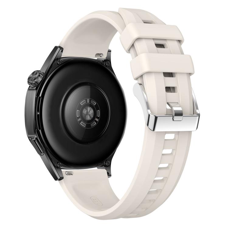 22mm Vertical Stripes Silver Buckle Solid Color Silicone Watch Band