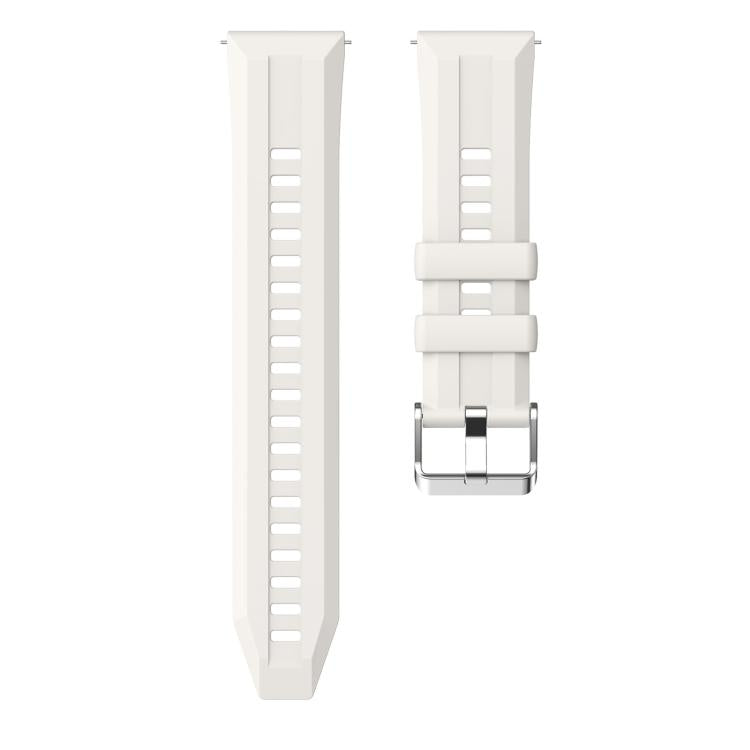 22mm Vertical Stripes Silver Buckle Solid Color Silicone Watch Band