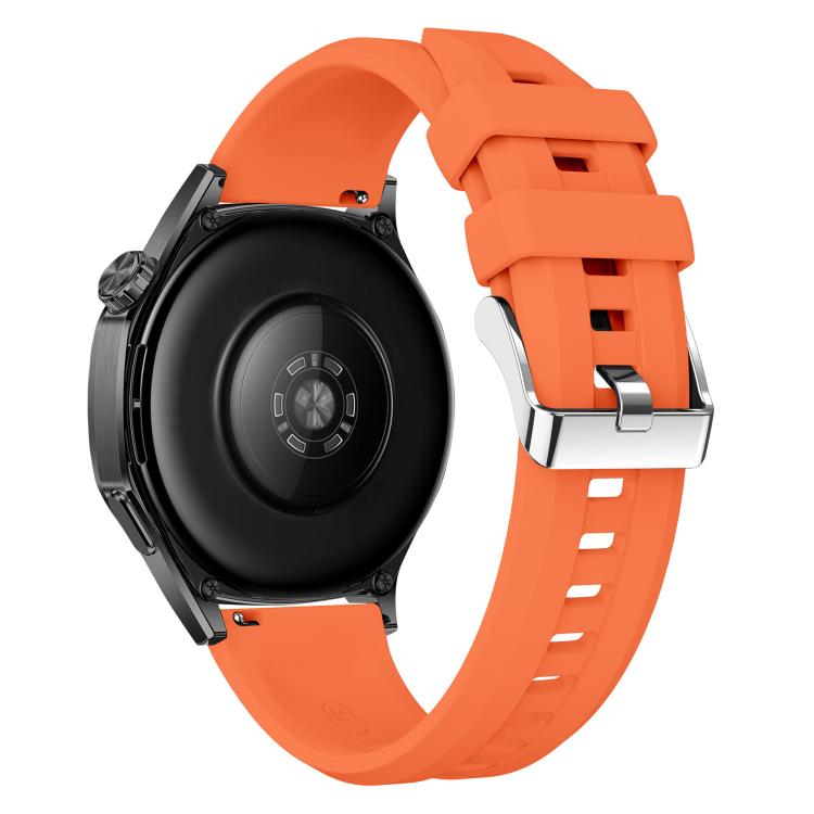 22mm Vertical Stripes Silver Buckle Solid Color Silicone Watch Band
