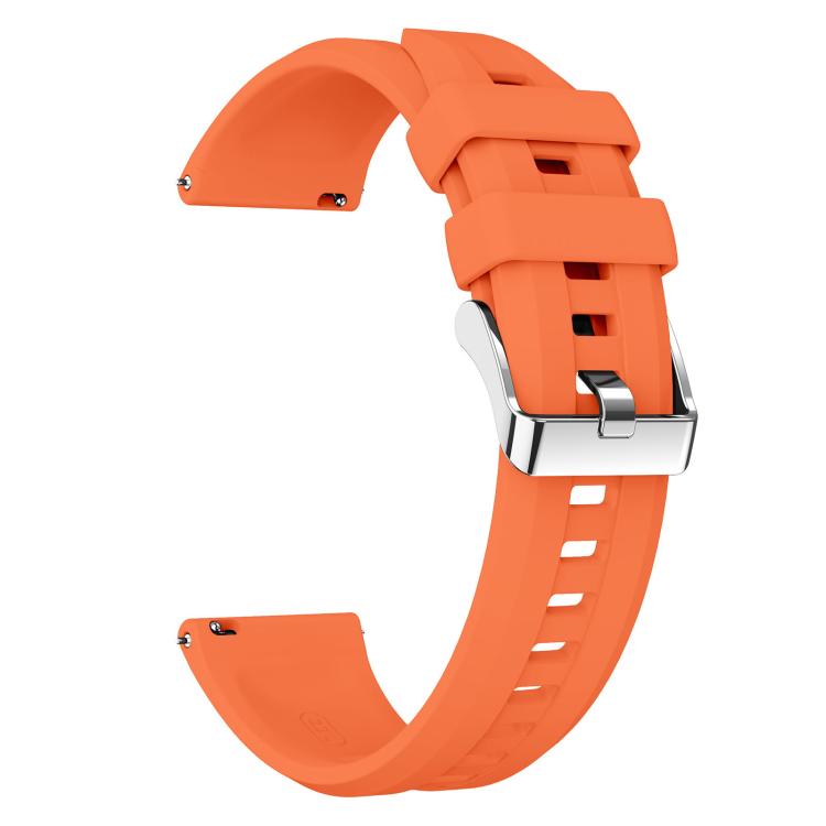 22mm Vertical Stripes Silver Buckle Solid Color Silicone Watch Band