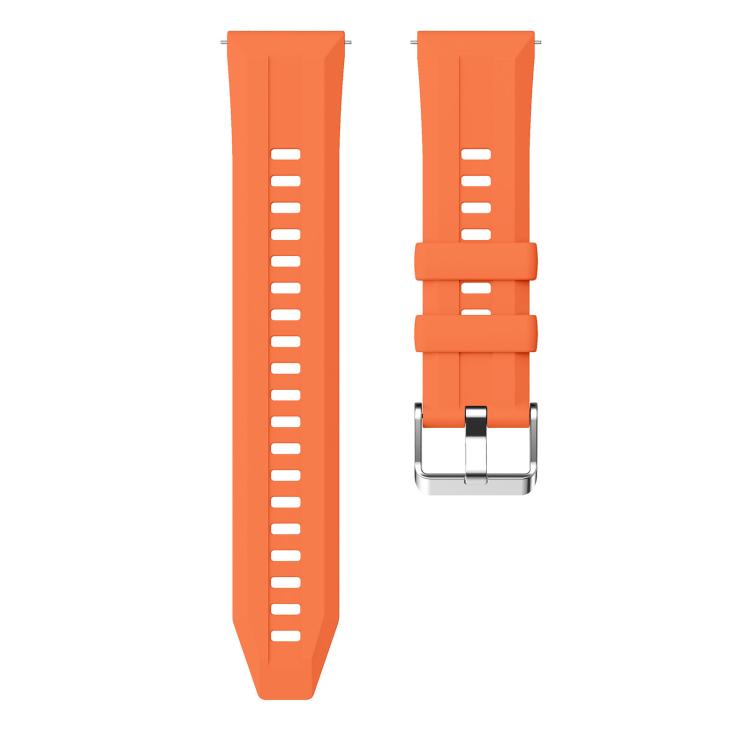 22mm Vertical Stripes Silver Buckle Solid Color Silicone Watch Band