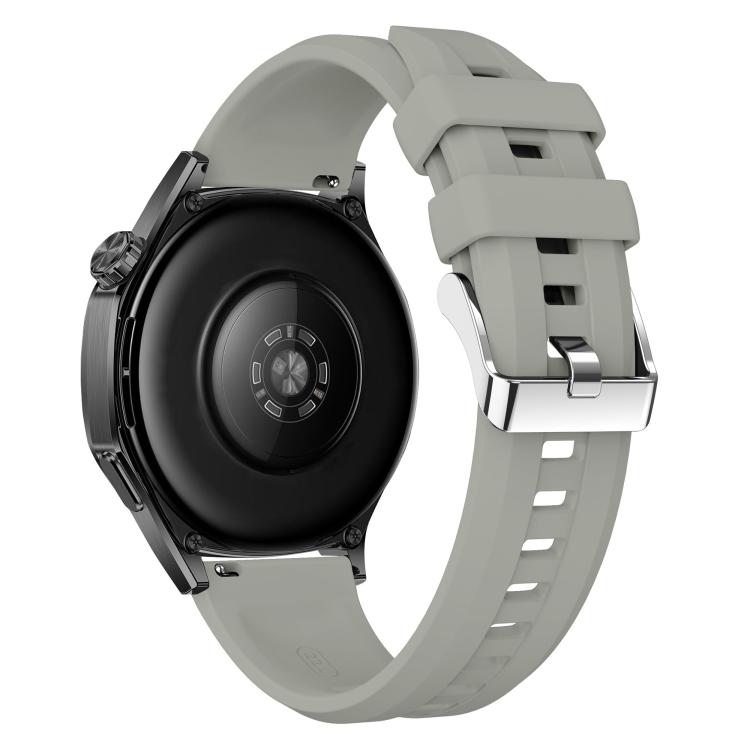 22mm Vertical Stripes Silver Buckle Solid Color Silicone Watch Band