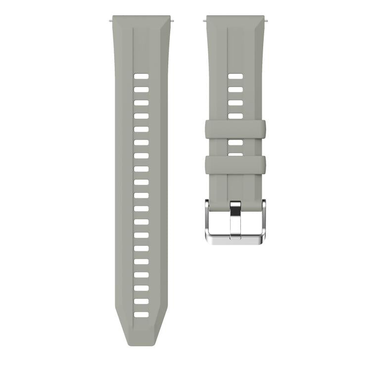 22mm Vertical Stripes Silver Buckle Solid Color Silicone Watch Band