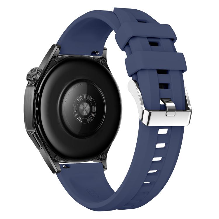 22mm Vertical Stripes Silver Buckle Solid Color Silicone Watch Band