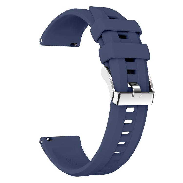 22mm Vertical Stripes Silver Buckle Solid Color Silicone Watch Band