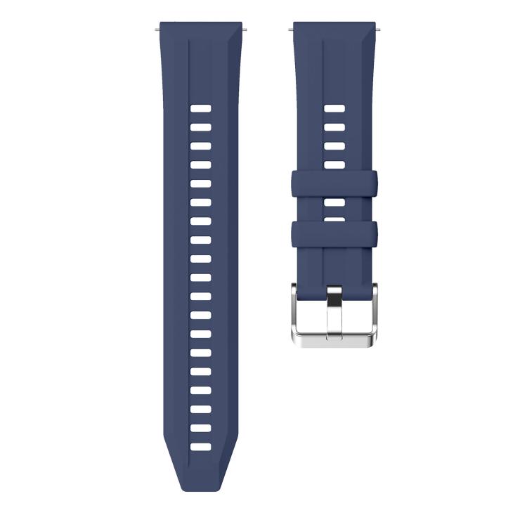 22mm Vertical Stripes Silver Buckle Solid Color Silicone Watch Band